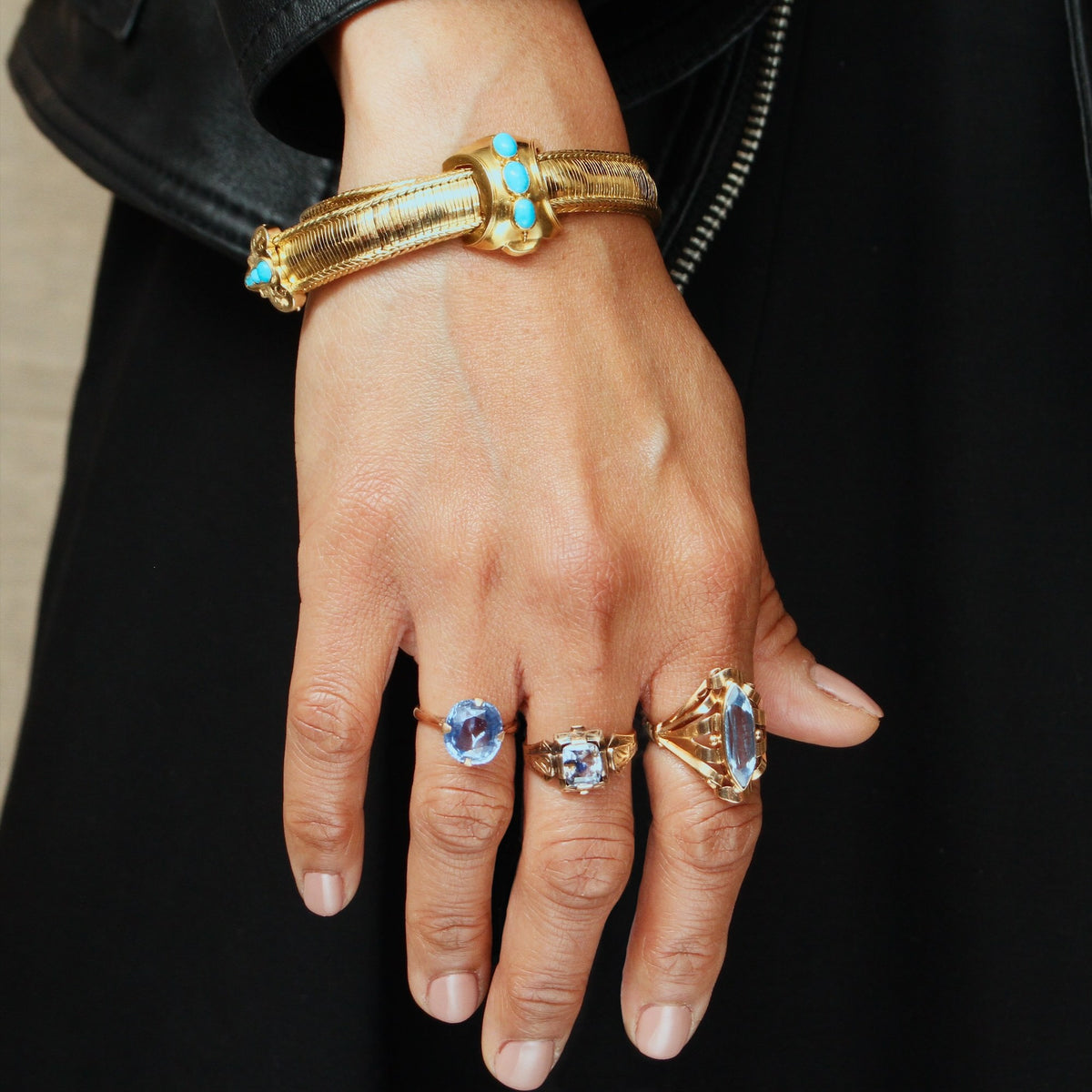 Circa 1860's Victorian Turquoise Buckle Bracelet